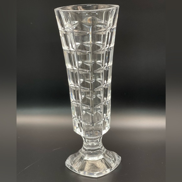 Elegant Cristal d’Arques Crystal Bud Vase Glossy Geometric Vintage - Picture 1 of 10